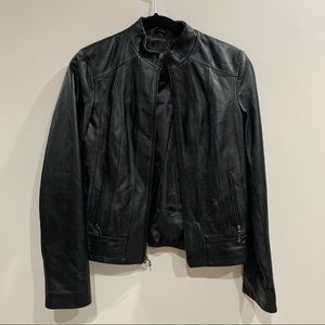 Kenneth Cole Reaction 100% Black Leather Jacket